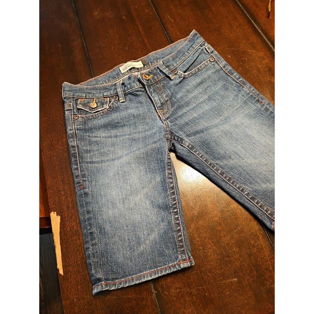 OLD NAVY LOW WAIST STRETCH Women 4 Cotton Stretch Flap Pockets Denim Shorts